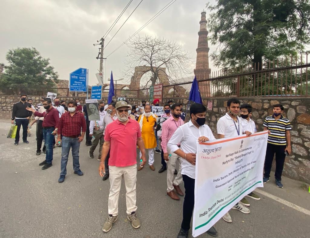 Heritage walk to commemorate Martyrs' Day at Qutub Minar, organised by India Tourism Delhi